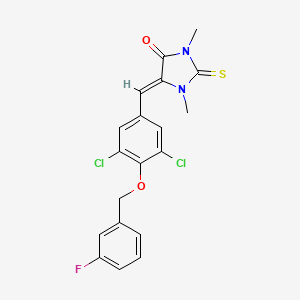 molecular formula C19H15Cl2FN2O2S B4669638 5-{3,5-dichloro-4-[(3-fluorobenzyl)oxy]benzylidene}-1,3-dimethyl-2-thioxo-4-imidazolidinone 