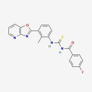 molecular formula C21H15FN4O2S B4669682 4-fluoro-N-{[(2-methyl-3-[1,3]oxazolo[4,5-b]pyridin-2-ylphenyl)amino]carbonothioyl}benzamide 
