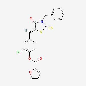 molecular formula C22H14ClNO4S2 B4669692 4-[(3-benzyl-4-oxo-2-thioxo-1,3-thiazolidin-5-ylidene)methyl]-2-chlorophenyl 2-furoate 
