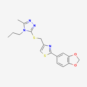 molecular formula C17H18N4O2S2 B4669712 3-({[2-(1,3-benzodioxol-5-yl)-1,3-thiazol-4-yl]methyl}thio)-5-methyl-4-propyl-4H-1,2,4-triazole 