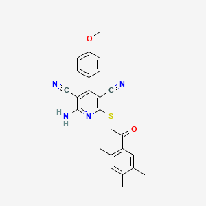 molecular formula C26H24N4O2S B4669720 2-amino-4-(4-ethoxyphenyl)-6-{[2-oxo-2-(2,4,5-trimethylphenyl)ethyl]thio}-3,5-pyridinedicarbonitrile 