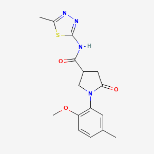 molecular formula C16H18N4O3S B4669724 1-(2-methoxy-5-methylphenyl)-N-(5-methyl-1,3,4-thiadiazol-2-yl)-5-oxo-3-pyrrolidinecarboxamide 
