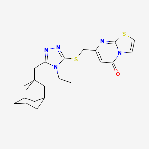 molecular formula C22H27N5OS2 B4669783 7-({[5-(1-adamantylmethyl)-4-ethyl-4H-1,2,4-triazol-3-yl]thio}methyl)-5H-[1,3]thiazolo[3,2-a]pyrimidin-5-one 