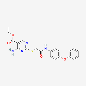 molecular formula C21H20N4O4S B4669791 ethyl 4-amino-2-({2-oxo-2-[(4-phenoxyphenyl)amino]ethyl}thio)-5-pyrimidinecarboxylate 
