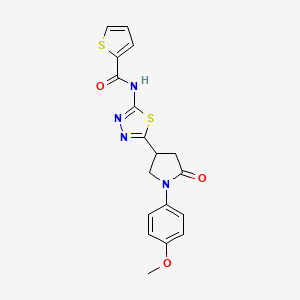 molecular formula C18H16N4O3S2 B4669855 N-{5-[1-(4-methoxyphenyl)-5-oxo-3-pyrrolidinyl]-1,3,4-thiadiazol-2-yl}-2-thiophenecarboxamide 
