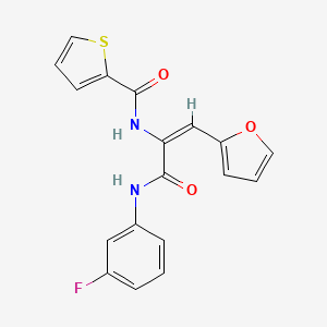 molecular formula C18H13FN2O3S B4669859 N-[1-{[(3-fluorophenyl)amino]carbonyl}-2-(2-furyl)vinyl]-2-thiophenecarboxamide 