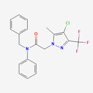 molecular formula C20H17ClF3N3O B4669873 N-benzyl-2-[4-chloro-5-methyl-3-(trifluoromethyl)-1H-pyrazol-1-yl]-N-phenylacetamide 