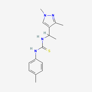 molecular formula C15H20N4S B4669880 1-[1-(1,3-dimethyl-1H-pyrazol-4-yl)ethyl]-3-(4-methylphenyl)thiourea 