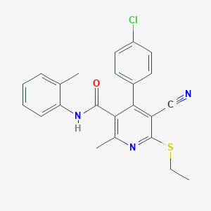 4-(4-chlorophenyl)-5-cyano-6-(ethylthio)-2-methyl-N-(2-methylphenyl)nicotinamide