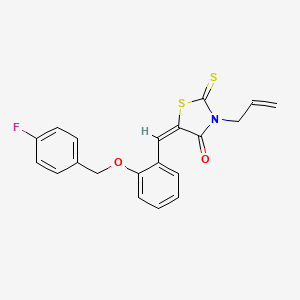 molecular formula C20H16FNO2S2 B4669959 (5E)-5-({2-[(4-FLUOROPHENYL)METHOXY]PHENYL}METHYLIDENE)-3-(PROP-2-EN-1-YL)-2-SULFANYLIDENE-1,3-THIAZOLIDIN-4-ONE 