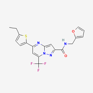 molecular formula C19H15F3N4O2S B4669966 5-(5-ethyl-2-thienyl)-N-(2-furylmethyl)-7-(trifluoromethyl)pyrazolo[1,5-a]pyrimidine-2-carboxamide 