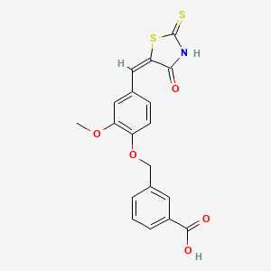 molecular formula C19H15NO5S2 B4669985 3-({2-methoxy-4-[(4-oxo-2-thioxo-1,3-thiazolidin-5-ylidene)methyl]phenoxy}methyl)benzoic acid 