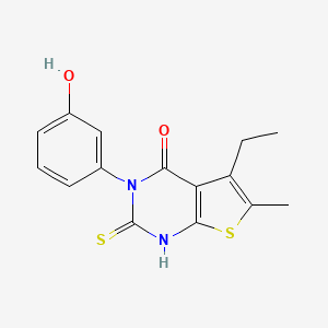 molecular formula C15H14N2O2S2 B4669995 5-ethyl-3-(3-hydroxyphenyl)-2-mercapto-6-methylthieno[2,3-d]pyrimidin-4(3H)-one 