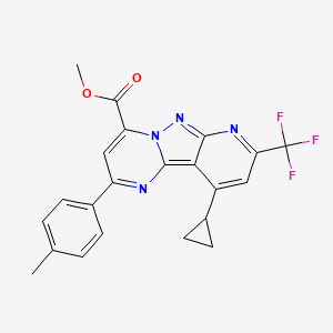 molecular formula C22H17F3N4O2 B4669996 methyl 13-cyclopropyl-4-(4-methylphenyl)-11-(trifluoromethyl)-3,7,8,10-tetrazatricyclo[7.4.0.02,7]trideca-1,3,5,8,10,12-hexaene-6-carboxylate 