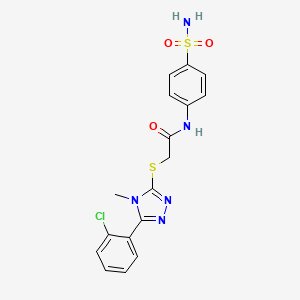 molecular formula C17H16ClN5O3S2 B4670004 N-[4-(aminosulfonyl)phenyl]-2-{[5-(2-chlorophenyl)-4-methyl-4H-1,2,4-triazol-3-yl]thio}acetamide 
