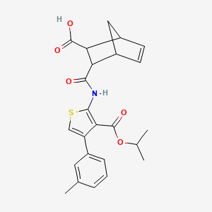molecular formula C24H25NO5S B4670060 3-({[3-(isopropoxycarbonyl)-4-(3-methylphenyl)-2-thienyl]amino}carbonyl)bicyclo[2.2.1]hept-5-ene-2-carboxylic acid 