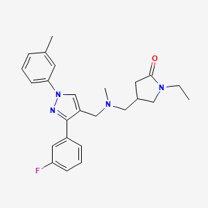 molecular formula C25H29FN4O B4670066 1-ethyl-4-{[{[3-(3-fluorophenyl)-1-(3-methylphenyl)-1H-pyrazol-4-yl]methyl}(methyl)amino]methyl}-2-pyrrolidinone 