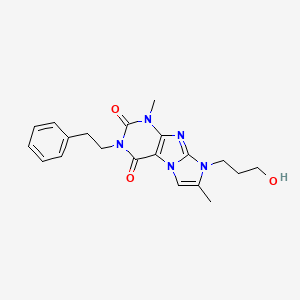 molecular formula C20H23N5O3 B4670077 8-(3-hydroxypropyl)-1,7-dimethyl-3-(2-phenylethyl)-1H-imidazo[2,1-f]purine-2,4(3H,8H)-dione 