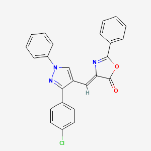 molecular formula C25H16ClN3O2 B4670119 4-{[3-(4-chlorophenyl)-1-phenyl-1H-pyrazol-4-yl]methylene}-2-phenyl-1,3-oxazol-5(4H)-one 