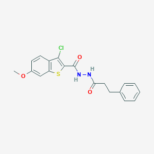 3-chloro-6-methoxy-N'-(3-phenylpropanoyl)-1-benzothiophene-2-carbohydrazide