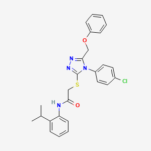 molecular formula C26H25ClN4O2S B4670236 2-{[4-(4-chlorophenyl)-5-(phenoxymethyl)-4H-1,2,4-triazol-3-yl]thio}-N-(2-isopropylphenyl)acetamide 