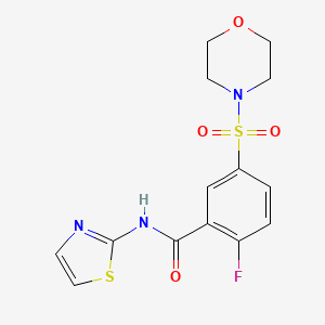 molecular formula C14H14FN3O4S2 B4670244 2-fluoro-5-(4-morpholinylsulfonyl)-N-1,3-thiazol-2-ylbenzamide 