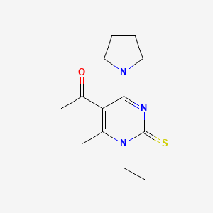 molecular formula C13H19N3OS B4670245 1-[1-ethyl-6-methyl-4-(1-pyrrolidinyl)-2-thioxo-1,2-dihydro-5-pyrimidinyl]ethanone 