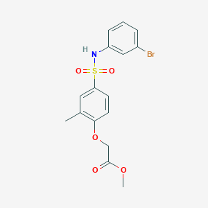 molecular formula C16H16BrNO5S B4670329 methyl (4-{[(3-bromophenyl)amino]sulfonyl}-2-methylphenoxy)acetate 