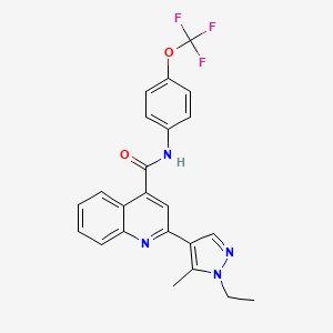 molecular formula C23H19F3N4O2 B4670363 2-(1-ethyl-5-methyl-1H-pyrazol-4-yl)-N-[4-(trifluoromethoxy)phenyl]-4-quinolinecarboxamide 