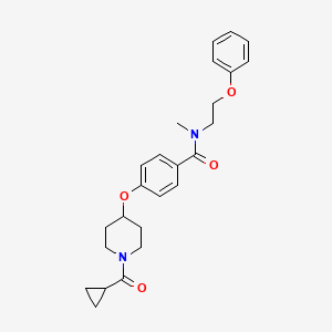 molecular formula C25H30N2O4 B4670415 4-{[1-(cyclopropylcarbonyl)-4-piperidinyl]oxy}-N-methyl-N-(2-phenoxyethyl)benzamide 
