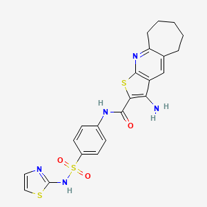 molecular formula C22H21N5O3S3 B4670426 3-amino-N-{4-[(1,3-thiazol-2-ylamino)sulfonyl]phenyl}-6,7,8,9-tetrahydro-5H-cyclohepta[b]thieno[3,2-e]pyridine-2-carboxamide 