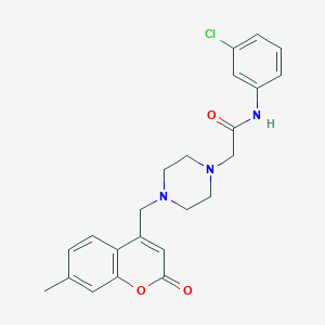 molecular formula C23H24ClN3O3 B4670435 N-(3-chlorophenyl)-2-{4-[(7-methyl-2-oxo-2H-chromen-4-yl)methyl]-1-piperazinyl}acetamide 