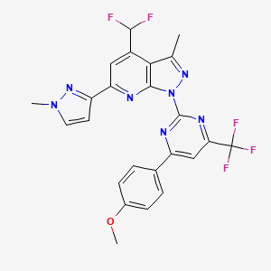 molecular formula C24H18F5N7O B4670445 4-(difluoromethyl)-1-[4-(4-methoxyphenyl)-6-(trifluoromethyl)-2-pyrimidinyl]-3-methyl-6-(1-methyl-1H-pyrazol-3-yl)-1H-pyrazolo[3,4-b]pyridine 