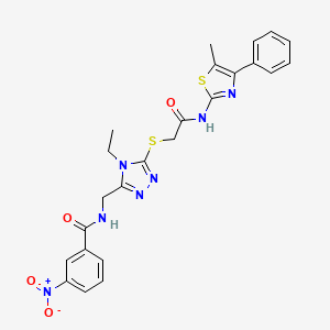 molecular formula C24H23N7O4S2 B4670448 N-{[4-ethyl-5-({2-[(5-methyl-4-phenyl-1,3-thiazol-2-yl)amino]-2-oxoethyl}thio)-4H-1,2,4-triazol-3-yl]methyl}-3-nitrobenzamide 
