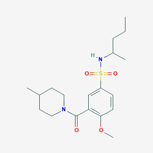 4-methoxy-N-(1-methylbutyl)-3-[(4-methyl-1-piperidinyl)carbonyl]benzenesulfonamide