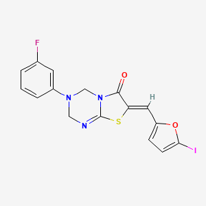 3-(3-fluorophenyl)-7-[(5-iodo-2-furyl)methylene]-3,4-dihydro-2H-[1,3]thiazolo[3,2-a][1,3,5]triazin-6(7H)-one