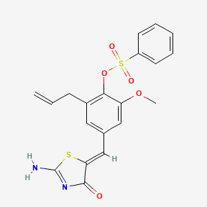 2-allyl-4-[(2-imino-4-oxo-1,3-thiazolidin-5-ylidene)methyl]-6-methoxyphenyl benzenesulfonate