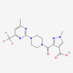 molecular formula C16H17F3N6O3 B4670556 1-METHYL-3-({4-[4-METHYL-6-(TRIFLUOROMETHYL)-2-PYRIMIDINYL]PIPERAZINO}CARBONYL)-1H-PYRAZOLE-4-CARBOXYLIC ACID 