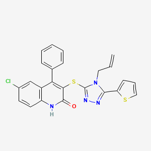 molecular formula C24H17ClN4OS2 B4670563 3-{[4-allyl-5-(2-thienyl)-4H-1,2,4-triazol-3-yl]thio}-6-chloro-4-phenyl-2(1H)-quinolinone 