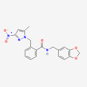 N-(1,3-benzodioxol-5-ylmethyl)-2-[(5-methyl-3-nitro-1H-pyrazol-1-yl)methyl]benzamide