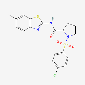molecular formula C19H18ClN3O3S2 B4670624 1-[(4-chlorophenyl)sulfonyl]-N-(6-methyl-1,3-benzothiazol-2-yl)prolinamide 