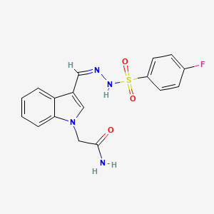 2-(3-{2-[(4-fluorophenyl)sulfonyl]carbonohydrazonoyl}-1H-indol-1-yl)acetamide