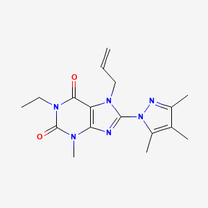 molecular formula C17H22N6O2 B4670671 7-allyl-1-ethyl-3-methyl-8-(3,4,5-trimethyl-1H-pyrazol-1-yl)-3,7-dihydro-1H-purine-2,6-dione 