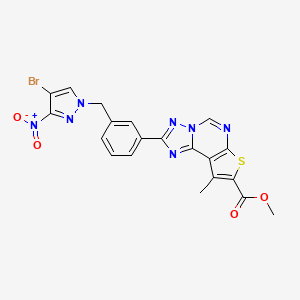 methyl 2-{3-[(4-bromo-3-nitro-1H-pyrazol-1-yl)methyl]phenyl}-9-methylthieno[3,2-e][1,2,4]triazolo[1,5-c]pyrimidine-8-carboxylate