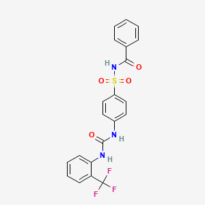 molecular formula C21H16F3N3O4S B4670704 N-({4-[({[2-(trifluoromethyl)phenyl]amino}carbonyl)amino]phenyl}sulfonyl)benzamide 