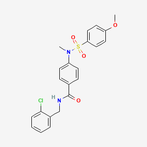 molecular formula C22H21ClN2O4S B4670721 N-(2-chlorobenzyl)-4-[[(4-methoxyphenyl)sulfonyl](methyl)amino]benzamide 
