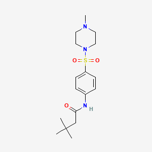 molecular formula C17H27N3O3S B4670756 3,3-dimethyl-N-{4-[(4-methyl-1-piperazinyl)sulfonyl]phenyl}butanamide 