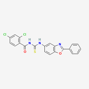 molecular formula C21H13Cl2N3O2S B4670764 2,4-dichloro-N-{[(2-phenyl-1,3-benzoxazol-5-yl)amino]carbonothioyl}benzamide 