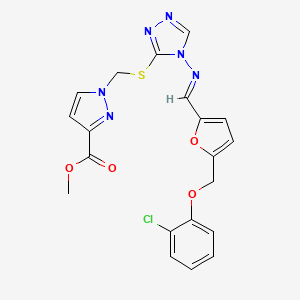 molecular formula C20H17ClN6O4S B4670768 methyl 1-[({4-[({5-[(2-chlorophenoxy)methyl]-2-furyl}methylene)amino]-4H-1,2,4-triazol-3-yl}thio)methyl]-1H-pyrazole-3-carboxylate 