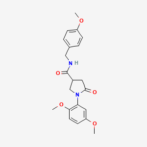 molecular formula C21H24N2O5 B4670808 1-(2,5-dimethoxyphenyl)-N-(4-methoxybenzyl)-5-oxo-3-pyrrolidinecarboxamide 
